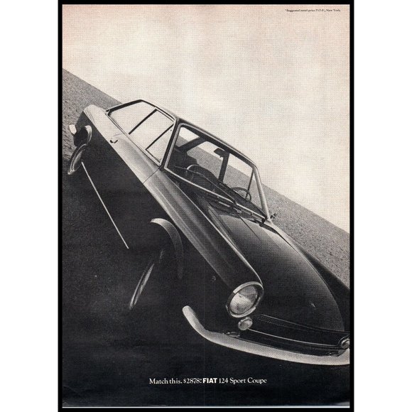 1968 Fiat 124 2 Door Sport Coupe Vintage Print Ad Italy Italian Classic Wall Art - Picture 1 of 1